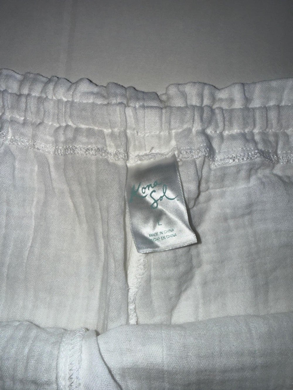 Kona Sol White Cotton Gauze Drawstring Beach Shorts L - Picture 5 of 8